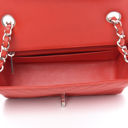 Chanel Caviar Chevron Quilted Mini Rectangular Flap Red 5 of 11
