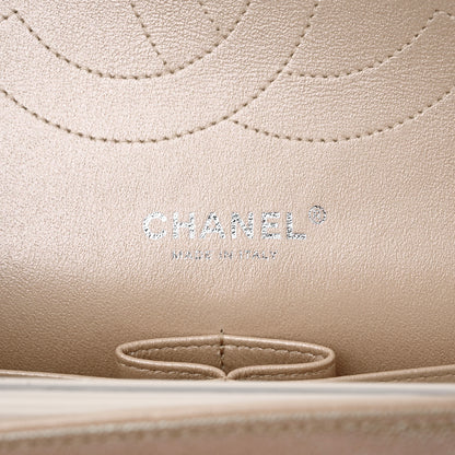 Chanel Metallic Caviar Chevron Quilted Jumbo Double Flap Light Gold 6 of 10