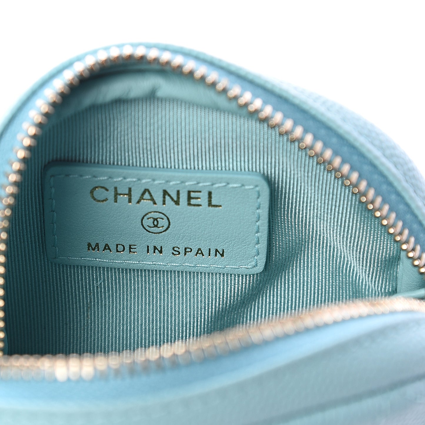 Caviar Quilted Zip Around Classic Coin Purse Light Blue
