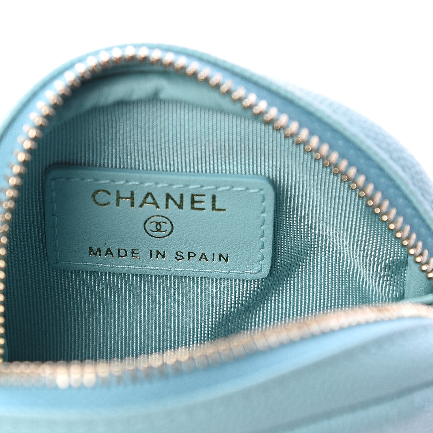 Chanel Caviar Quilted Zip Around Classic Coin Purse Light Blue 5 of 6