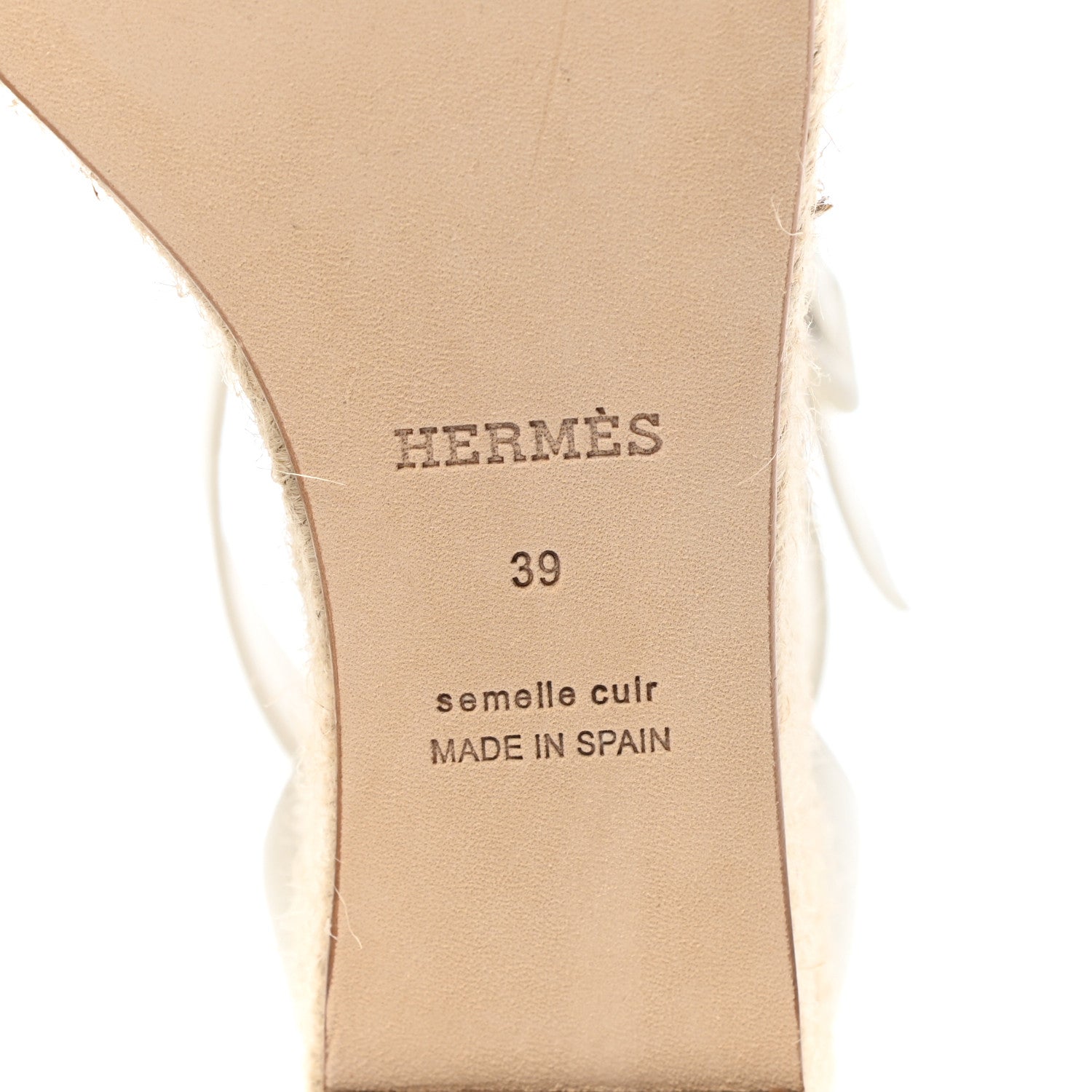 Hermes Goatskin Elda Espadrille Wedge Sandals 39 White 8 of 9