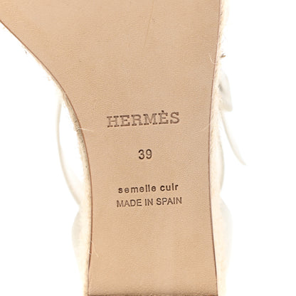 Hermes Goatskin Elda Espadrille Wedge Sandals 39 White 8 of 9