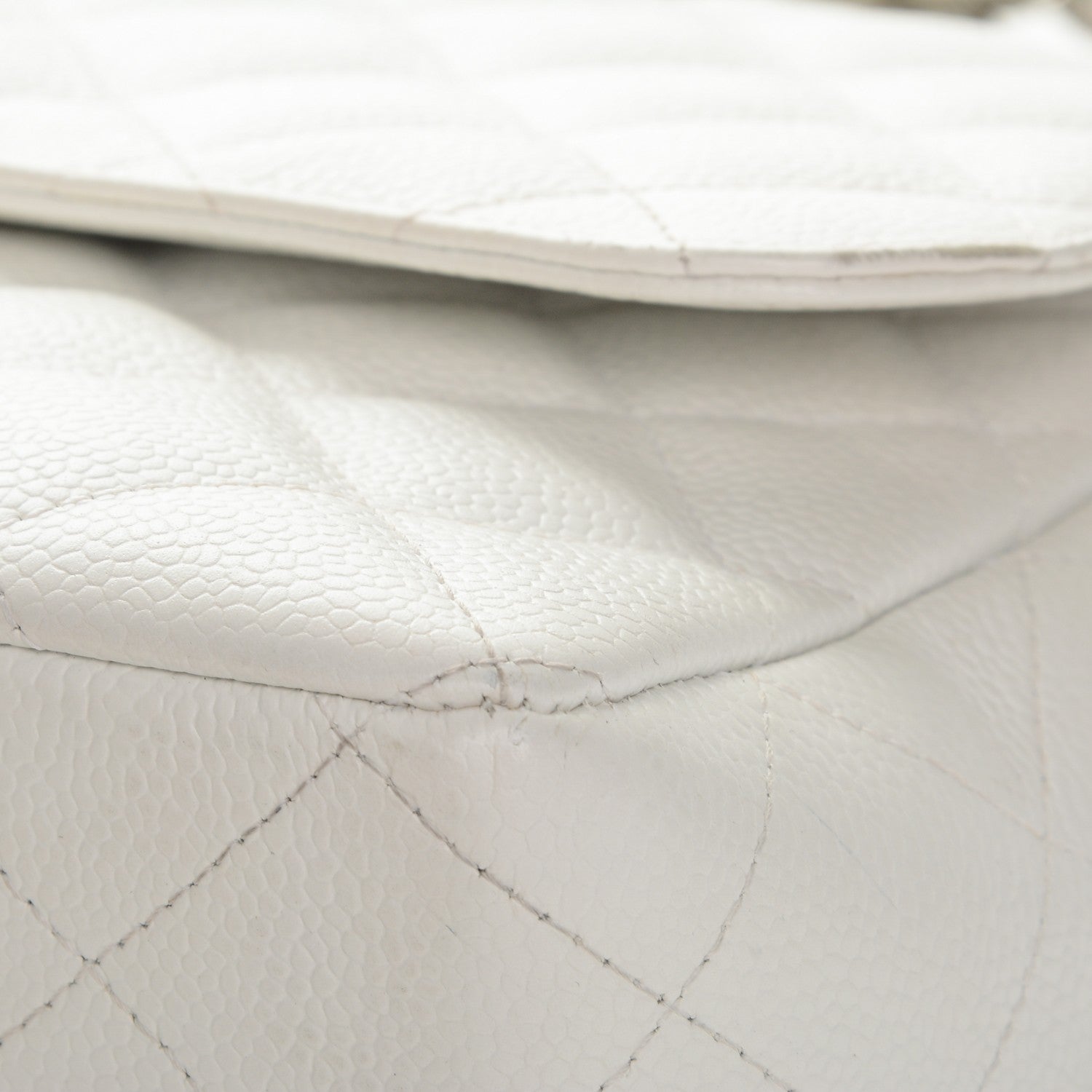 Chanel Caviar Quilted Jumbo Single Flap White 7 of 13