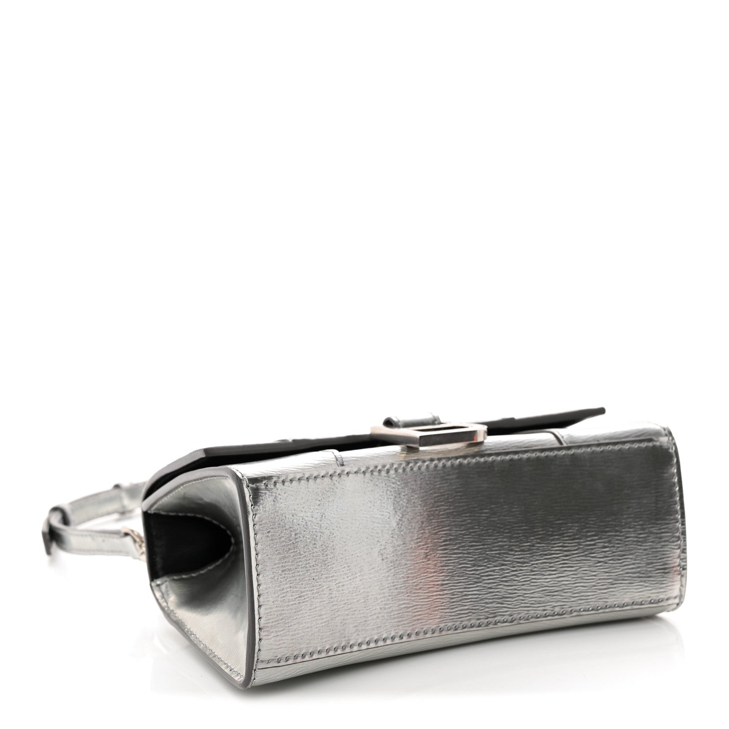 Balenciaga Metallic Textured Calfskin Hourglass Top Handle Bag XS Silver 4 of 14