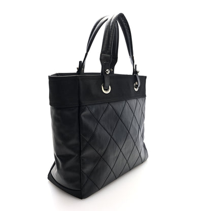 Chanel Coated Canvas Quilted Large Paris Biarritz Tote Black 3 of 10