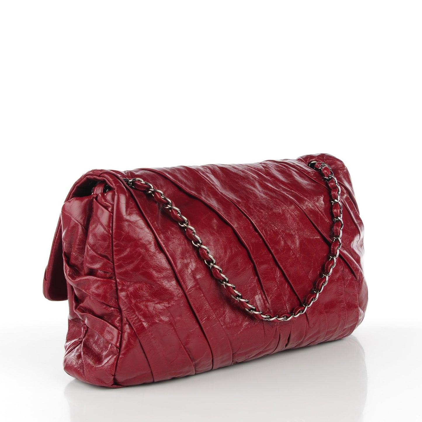 Glazed Calfskin Twisted Maxi Flap Red