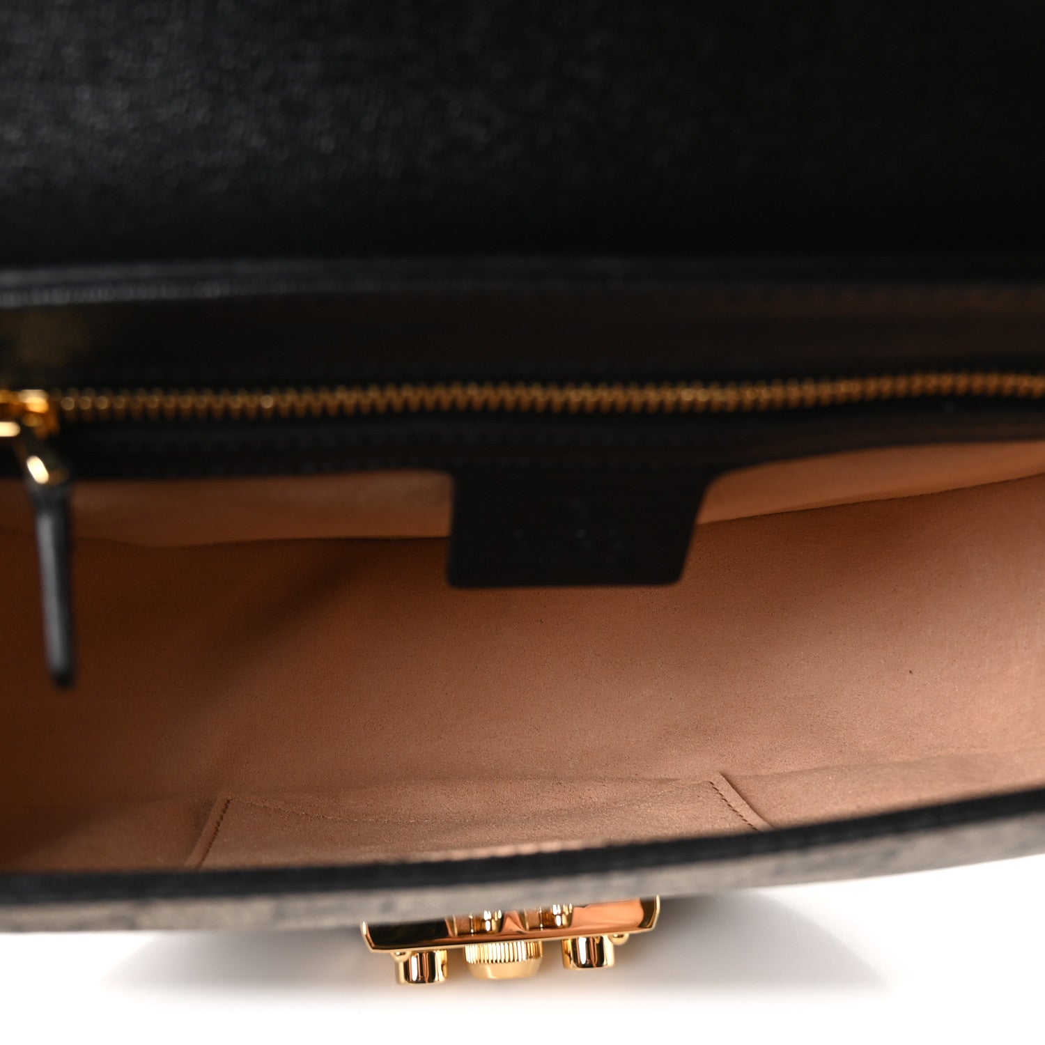 Gucci GG Supreme Monogram Calfskin Small Padlock Messenger Shoulder Bag Beige Black Cuir 5 of 10