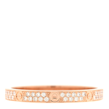 Cartier 18K Pink Gold Diamond 2.6mm LOVE Paved Band Ring 58 8.25 3 of 5