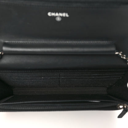 Chanel Patent Calfskin Quilted Wallet On Chain WOC Black 5 of 11