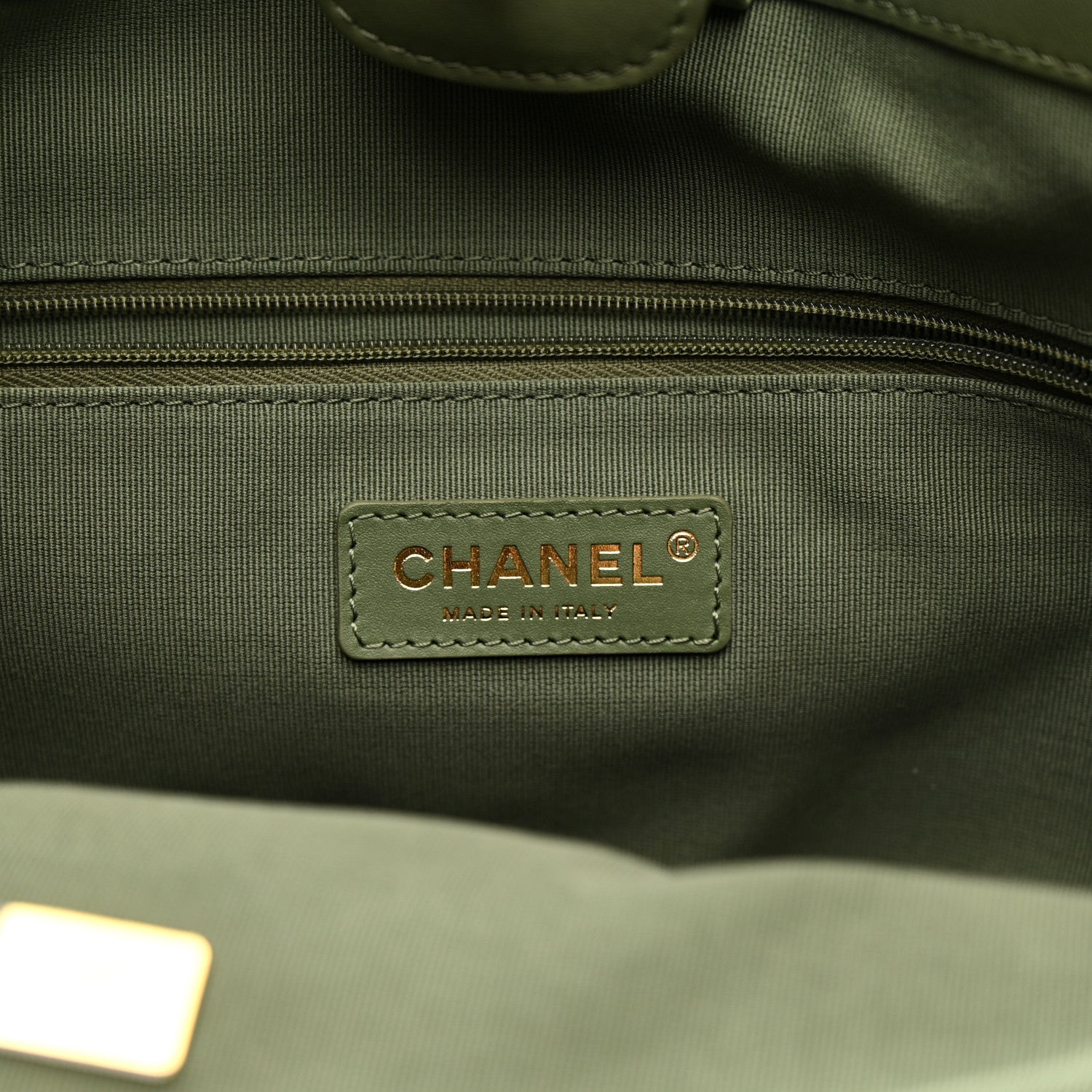 Chanel Calfskin Stitched Shopping Bag Khaki 6 of 10