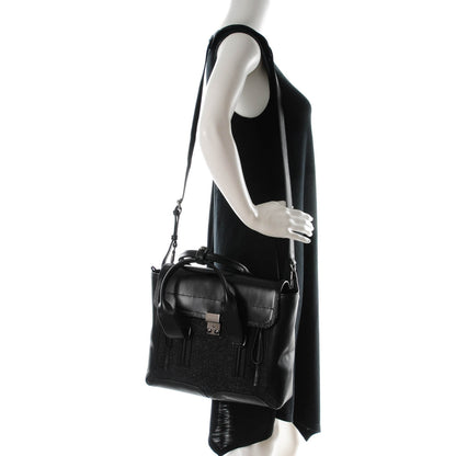 3.1 Phillip Lim 3.1 Smooth Calfskin Glitter Medium Pashli Satchel Black 2 of 7