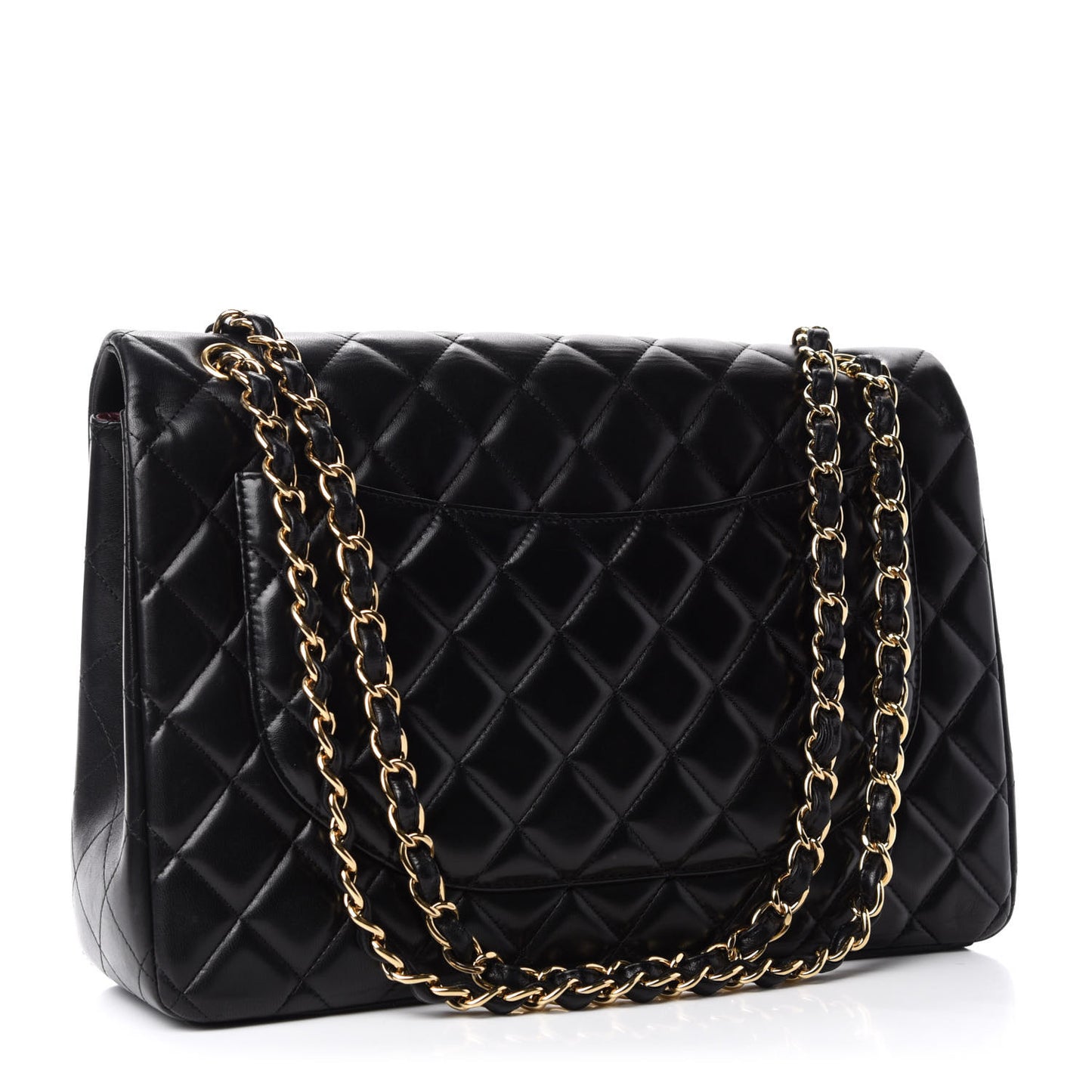 Lambskin Quilted Maxi Single Flap Black