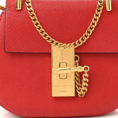 Chloe Grained Lambskin Mini Drew Shoulder Bag Plaid Red 6 of 9