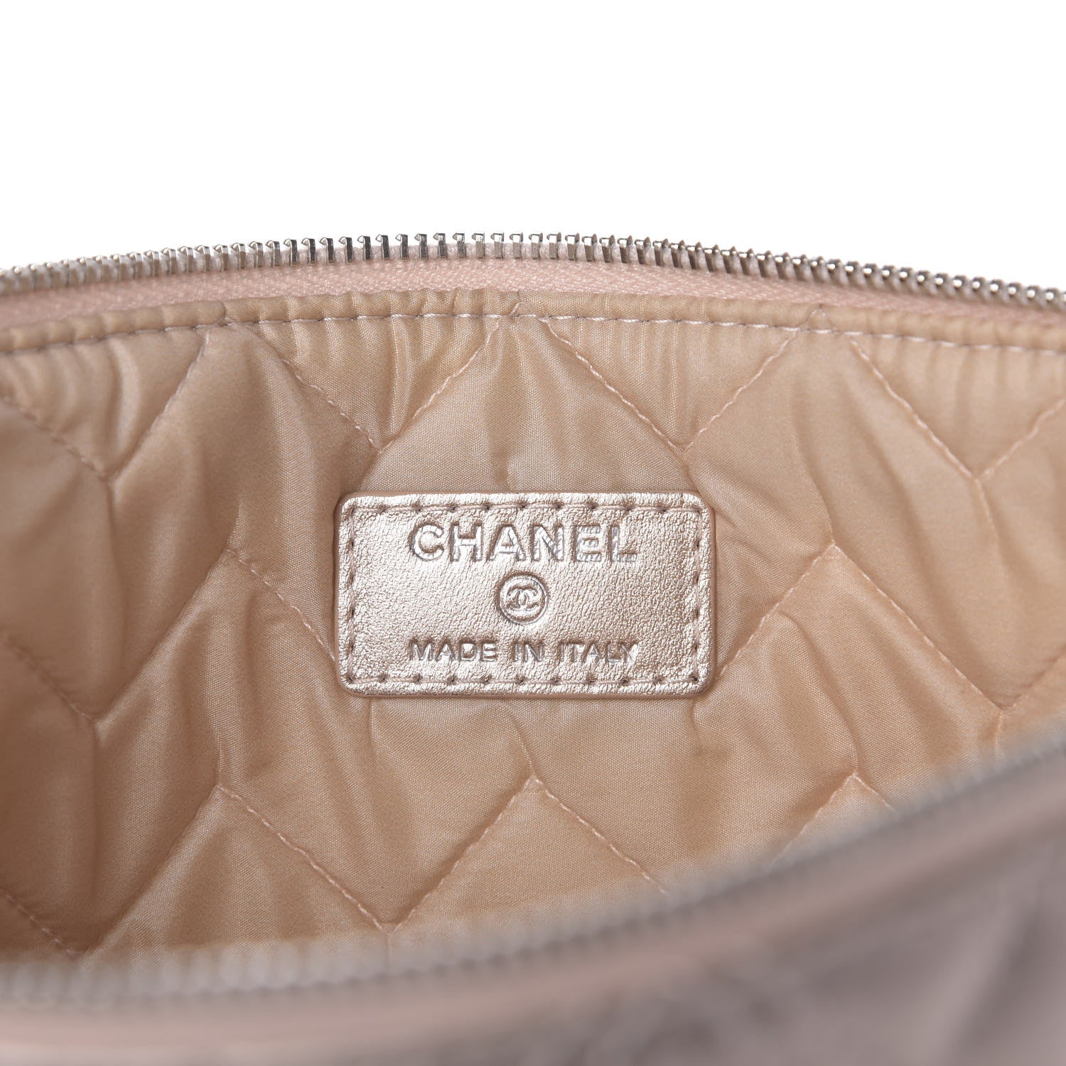 Chanel Metallic Lambskin Chevron Quilted Medium Cosmetic Case 8 of 9