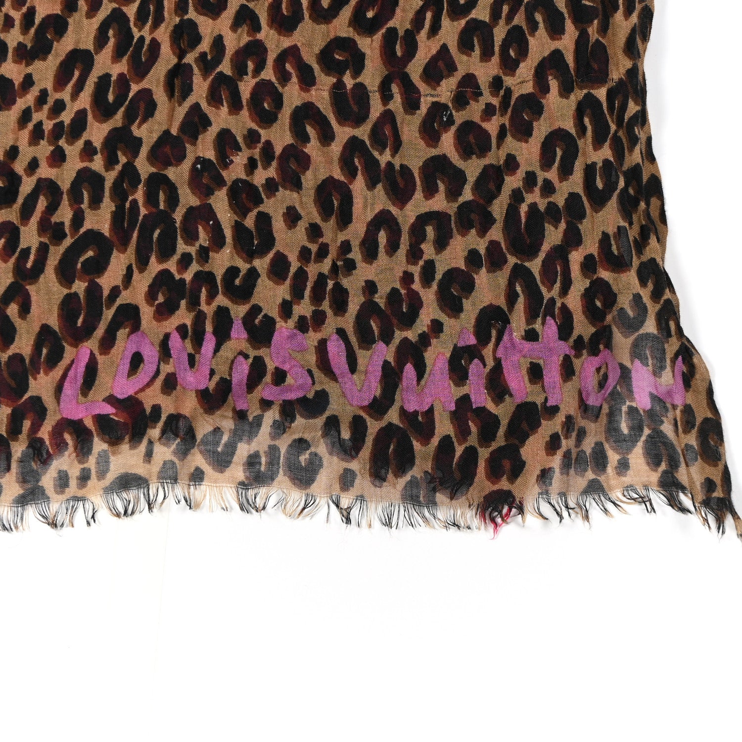 Louis Vuitton Cashmere Silk Leopard Etole Stole Marron Multicolor 3 of 9