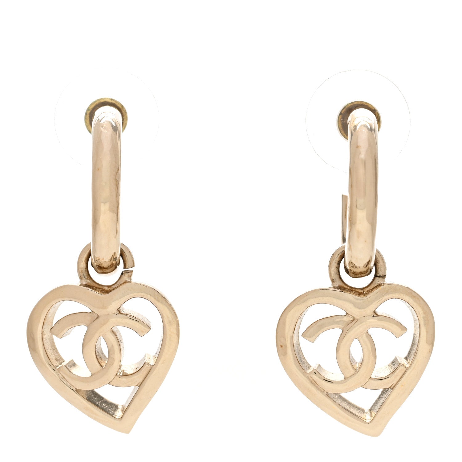 Chanel Metal CC Heart Coco In Love Drop Earrings Gold 1 of 5