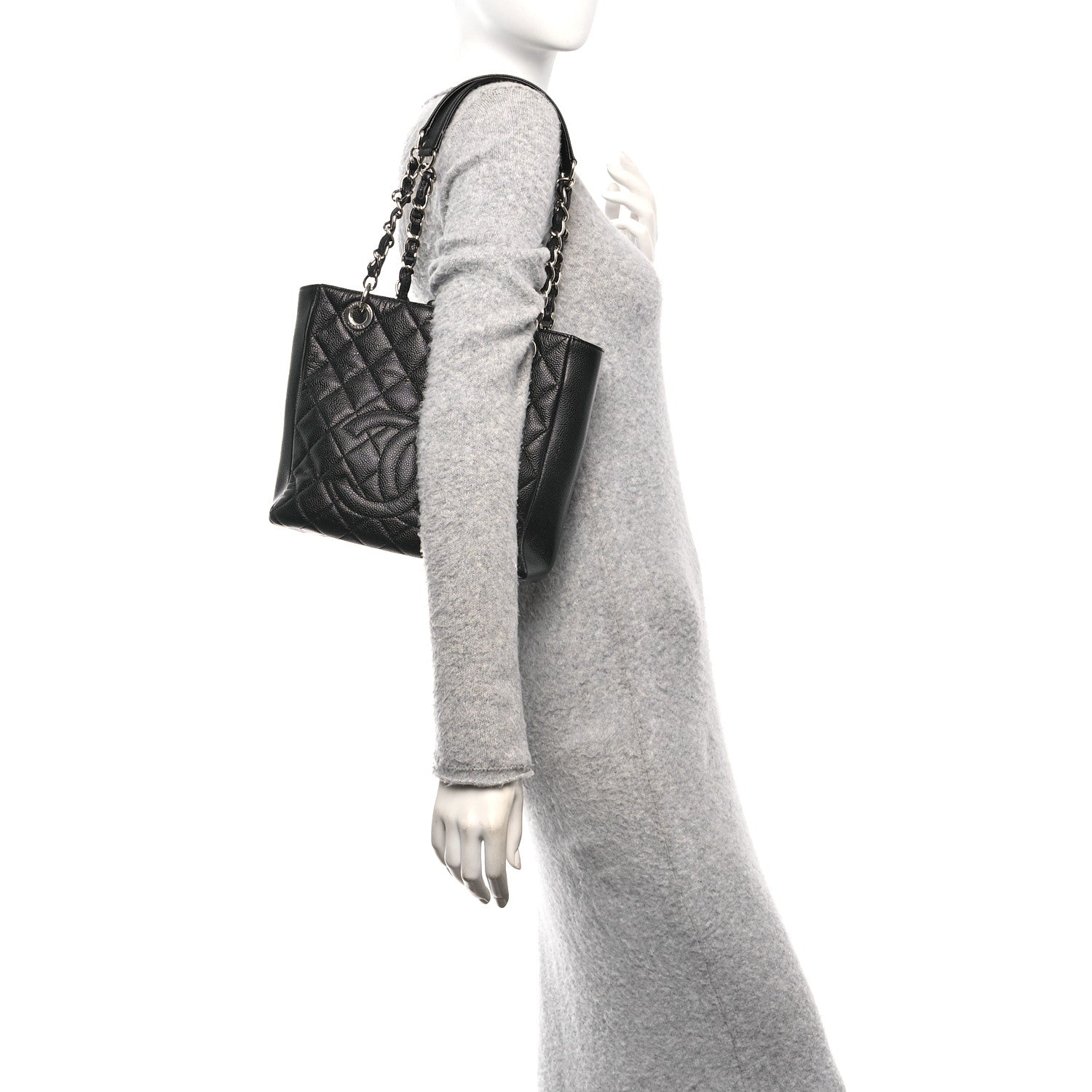 Chanel Caviar Quilted Petit Shopping Tote PST Black 2 of 10