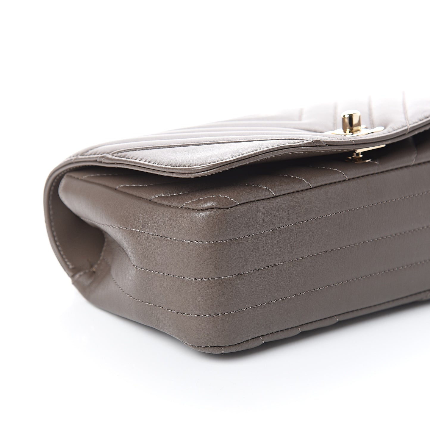 Calfskin Chevron Quilted Small Statement Flap Khaki