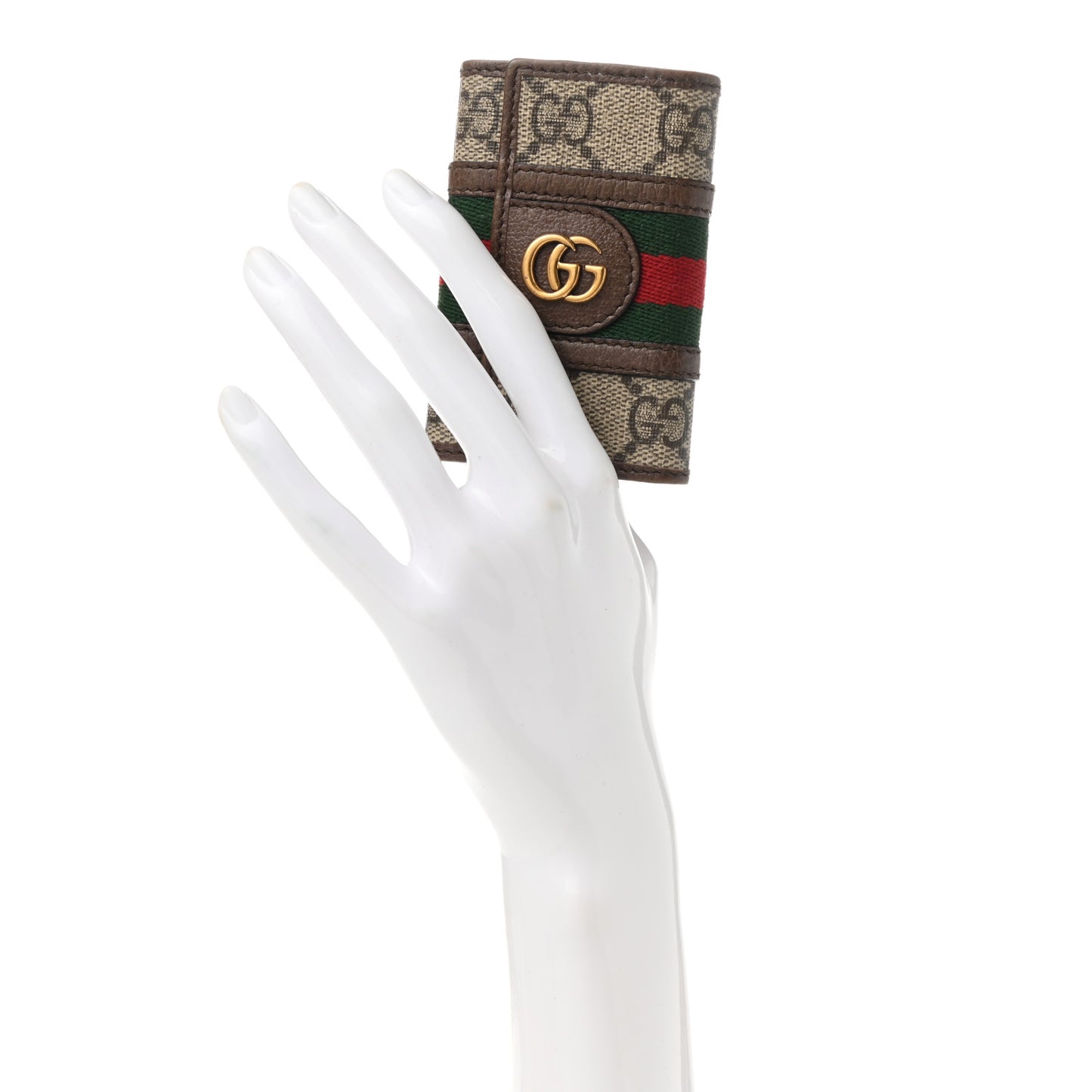 GG Supreme Monogram Web Ophidia 6 Key Holder Case Beige New Acero