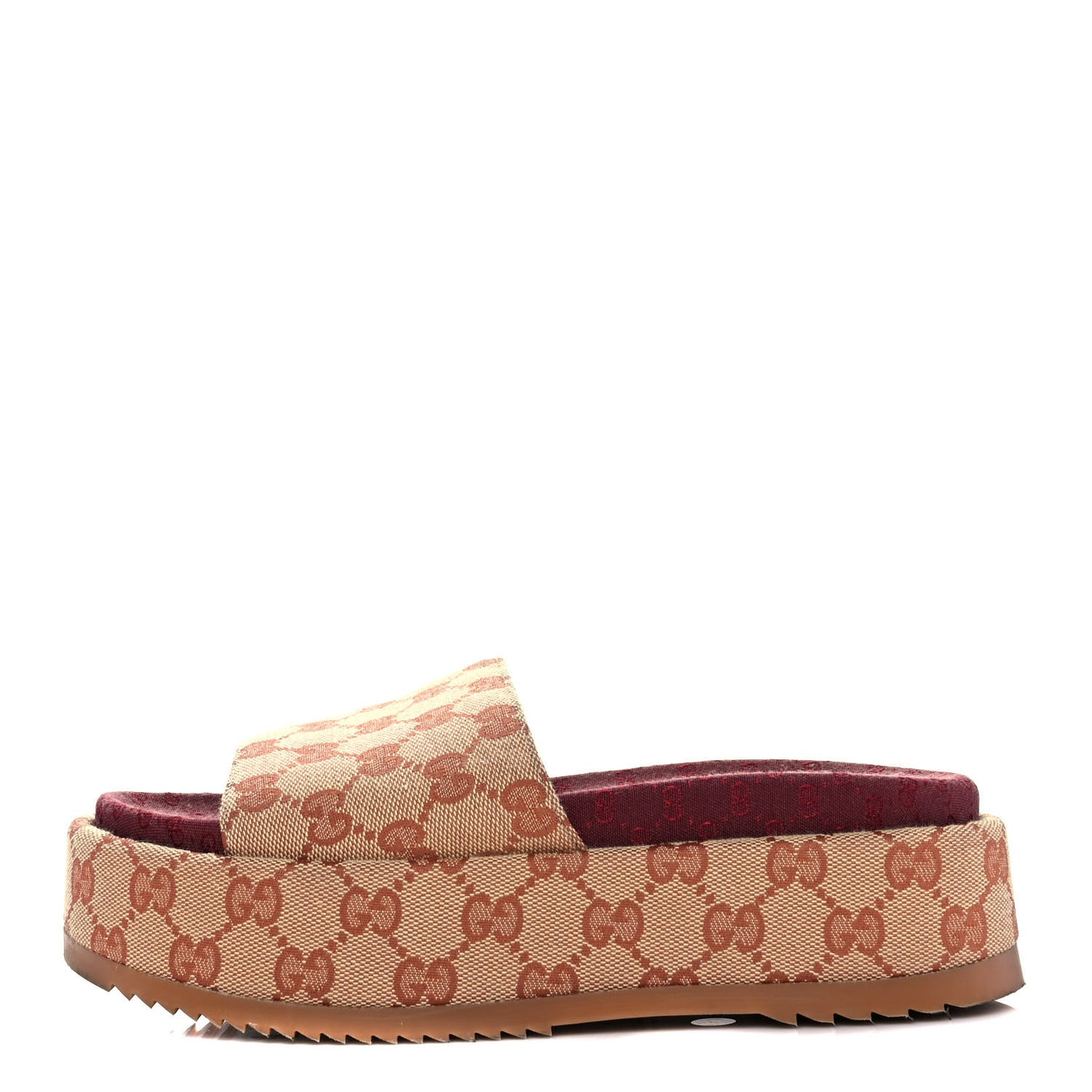 Canvas GG Monogram Angelina Platform Slide Sandals 36.5 Beige Ruggine