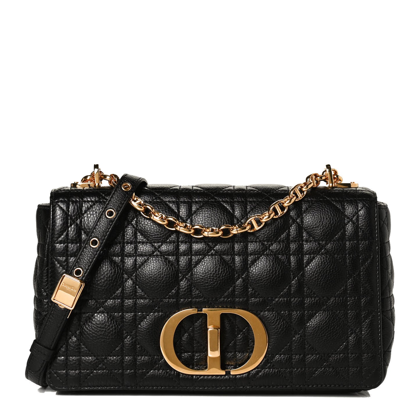Calfskin Cannage Medium Caro Bag Black