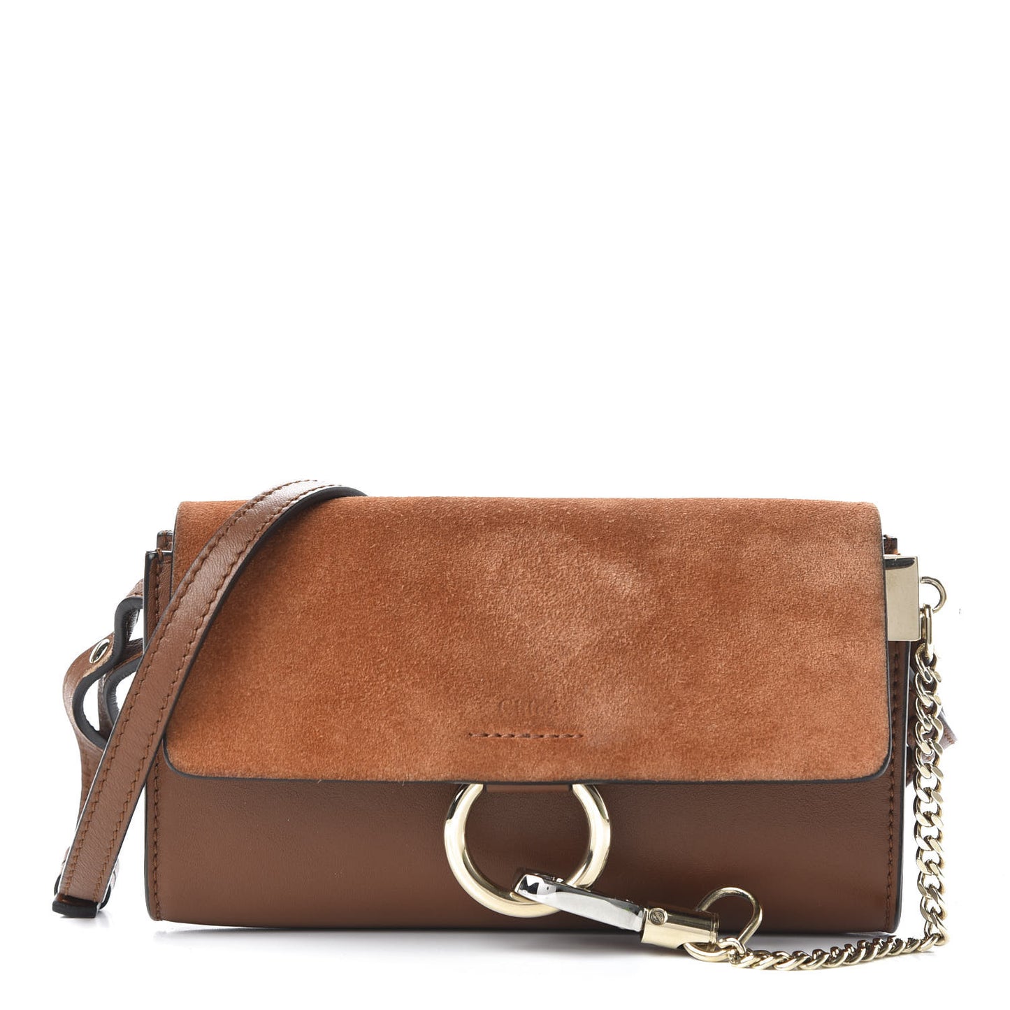 Suede Calfskin Mini Faye Shoulder Bag Tobacco