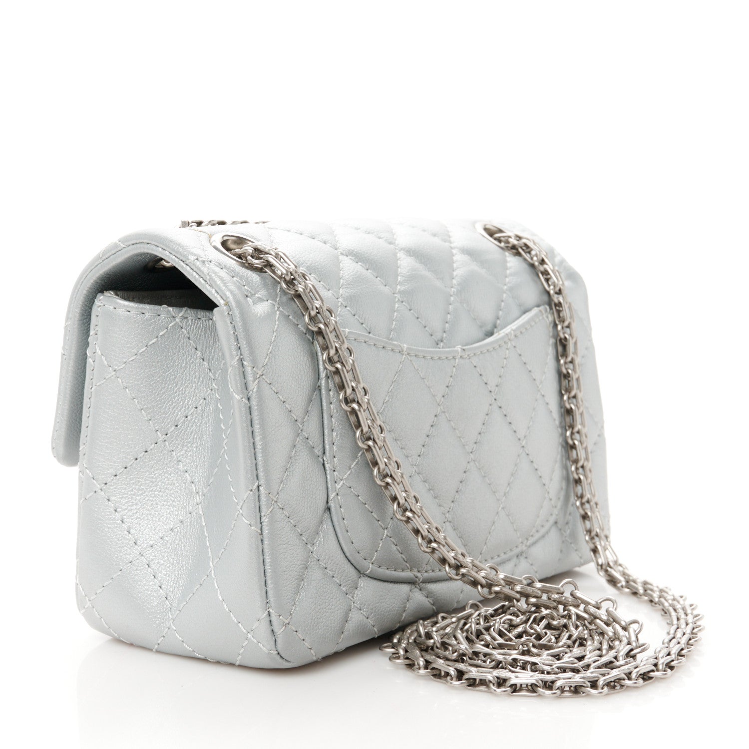 Chanel Metallic Grained Calfskin Quilted 2.55 Reissue Mini Flap Silver 3 of 10