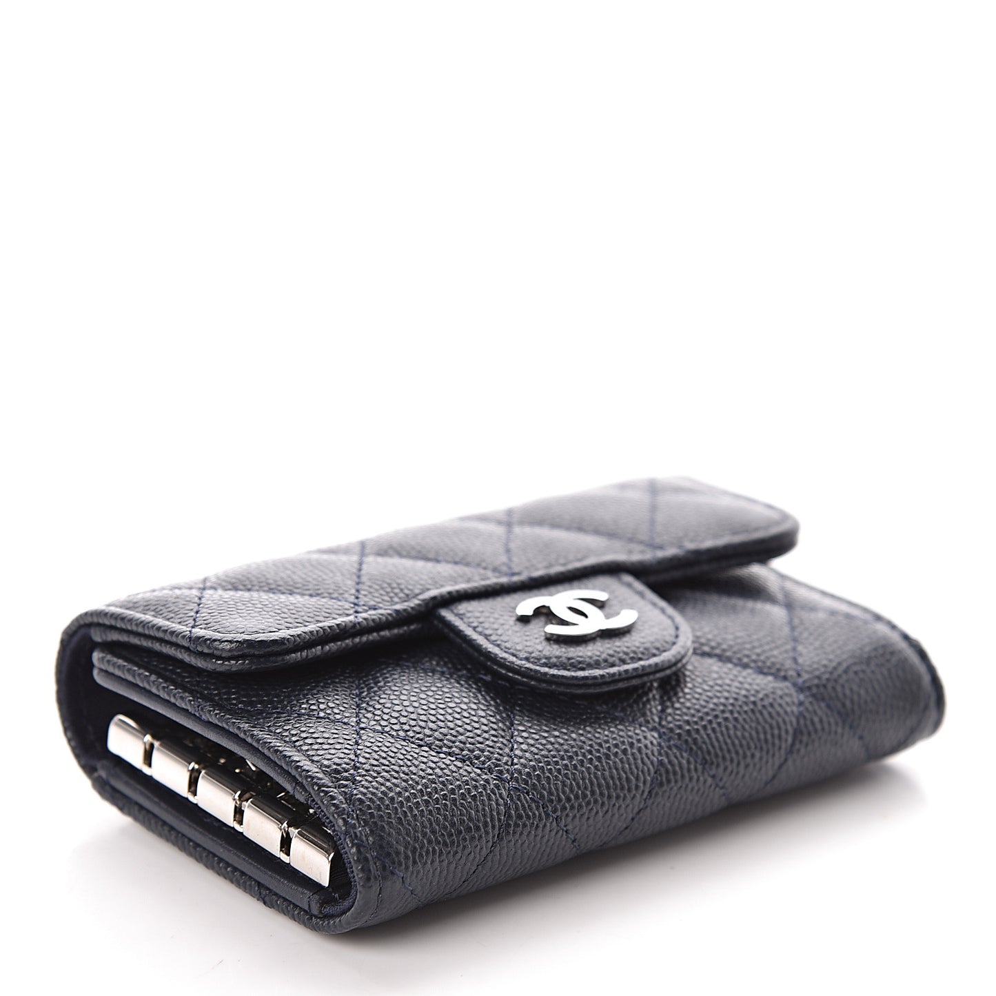 Caviar Quilted Classic 4 Key Holder Wallet Blue