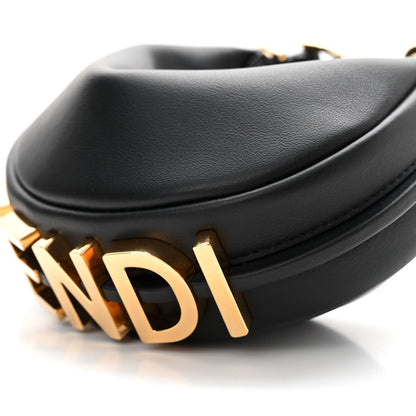 Fendi Vitello Grace Matte Nano Fendigraphy Hobo Charm Black 10 of 11