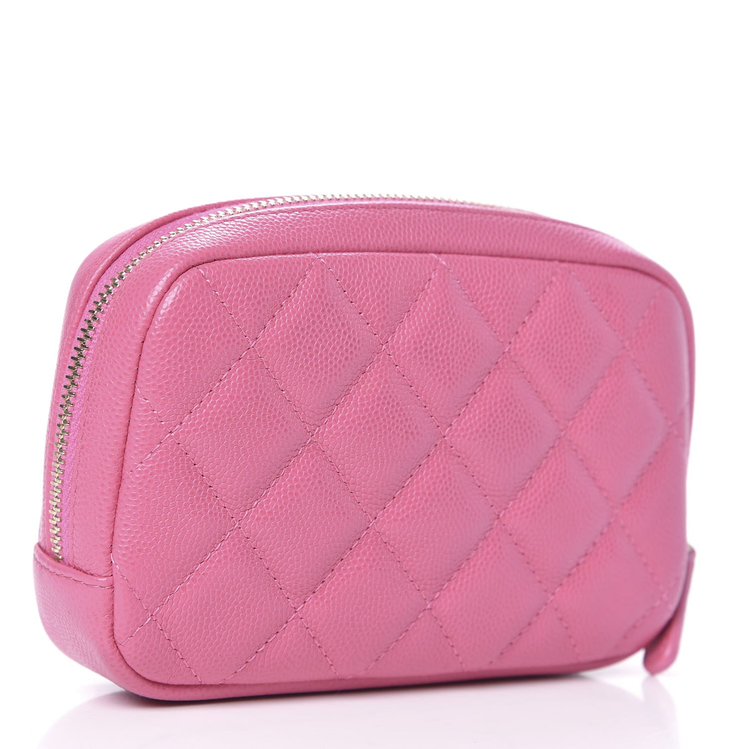 Chanel Caviar Quilted Small Curvy Pouch Cosmetic Case Pink 3 of 10