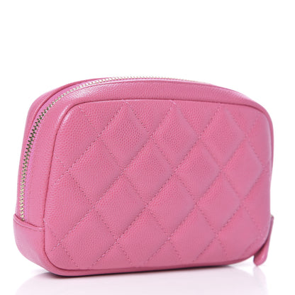 Chanel Caviar Quilted Small Curvy Pouch Cosmetic Case Pink 3 of 10