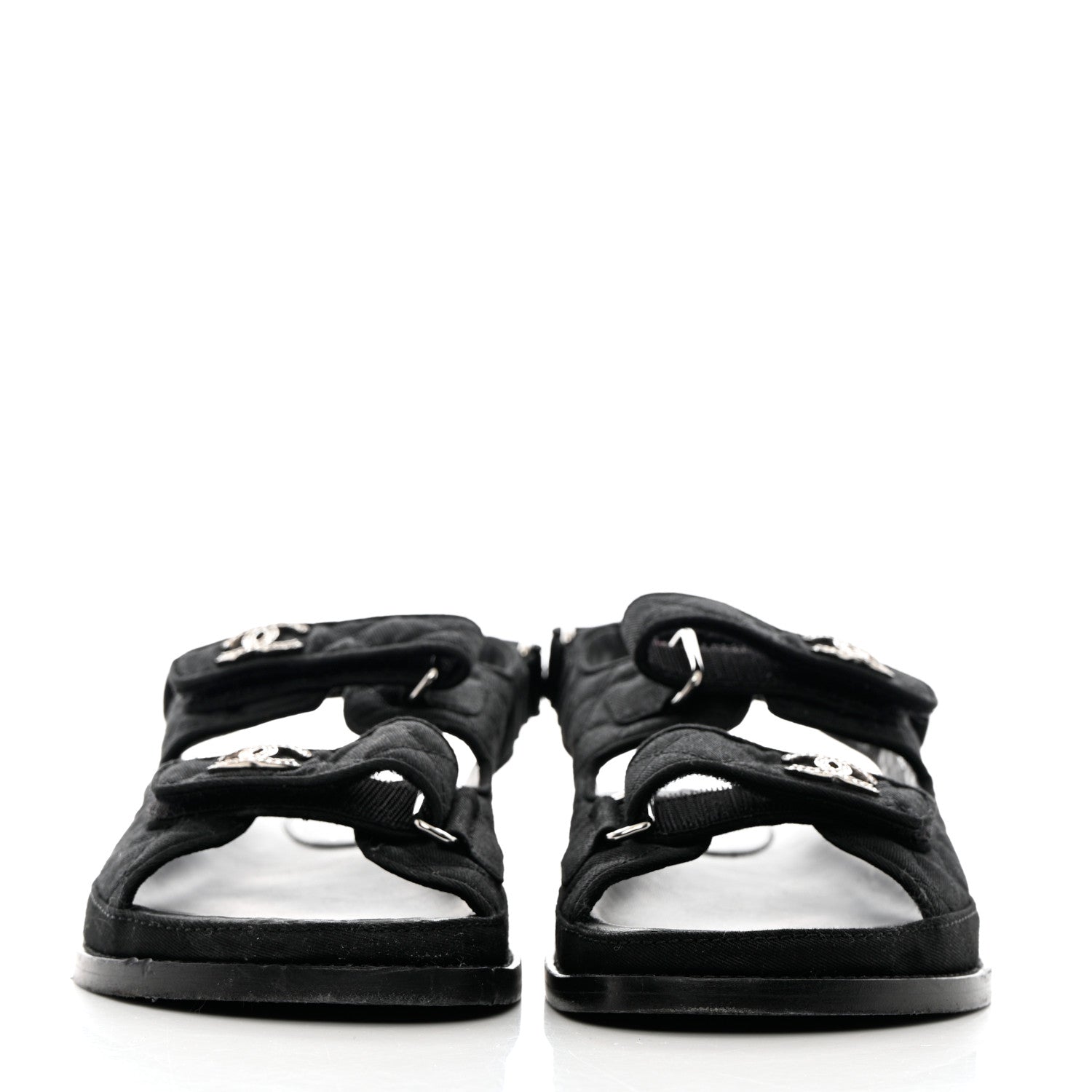 Chanel Mixed Fibers Velcro Dad Sandals 39.5 Black 2 of 15