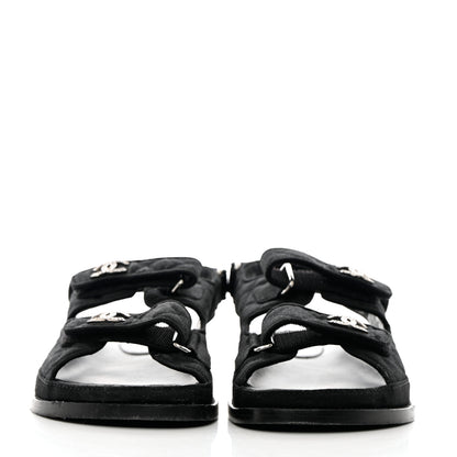 Chanel Mixed Fibers Velcro Dad Sandals 39.5 Black 2 of 15