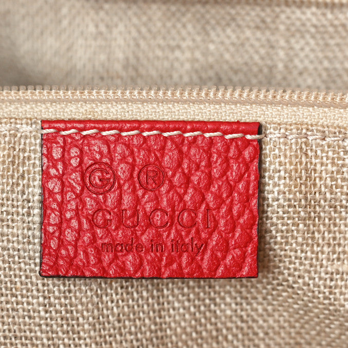 Monogram Bree Zippered Tote Beige Red