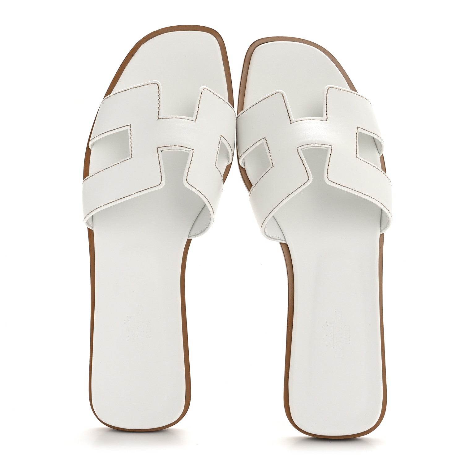 Hermes Box Calfskin Oran Sandals 39.5 White 2 of 9
