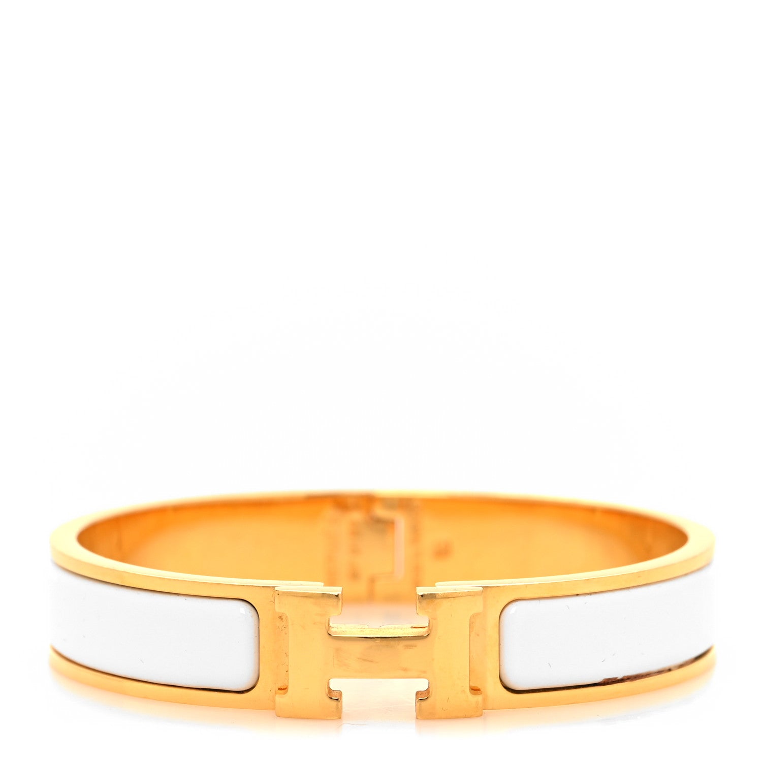 Hermes Enamel Narrow Clic Clac H Bracelet GM White 1 of 6