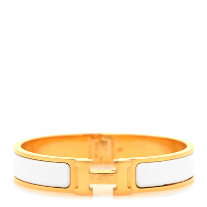 Hermes Enamel Narrow Clic Clac H Bracelet GM White 1 of 6
