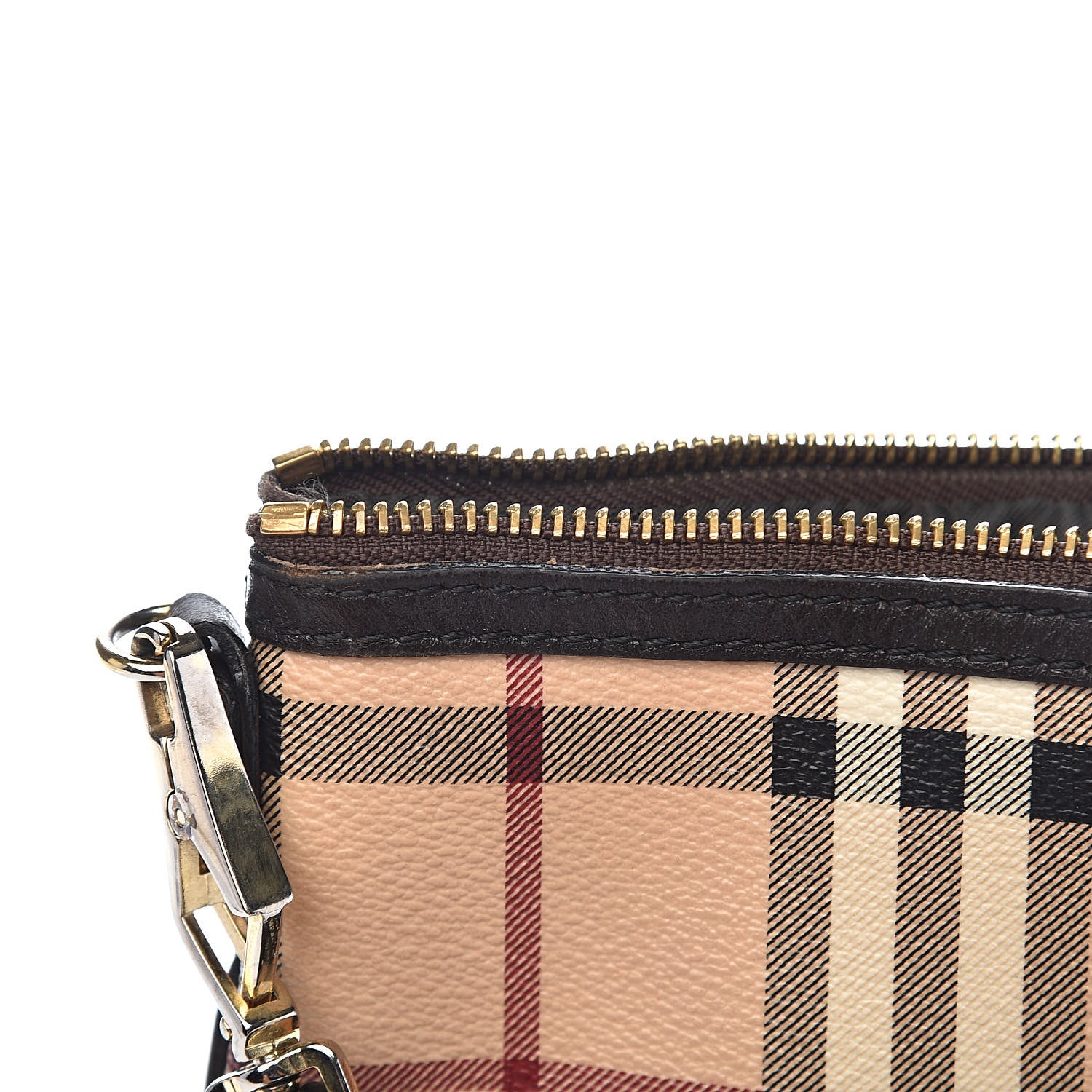 Burberry Haymarket Check Small Peyton Crossbody Clutch Bag Chocolate 8 of 13