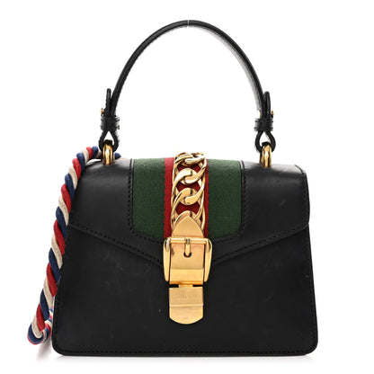 Gucci Calfskin Mini Sylvie Top Handle Bag Black 1 of 13