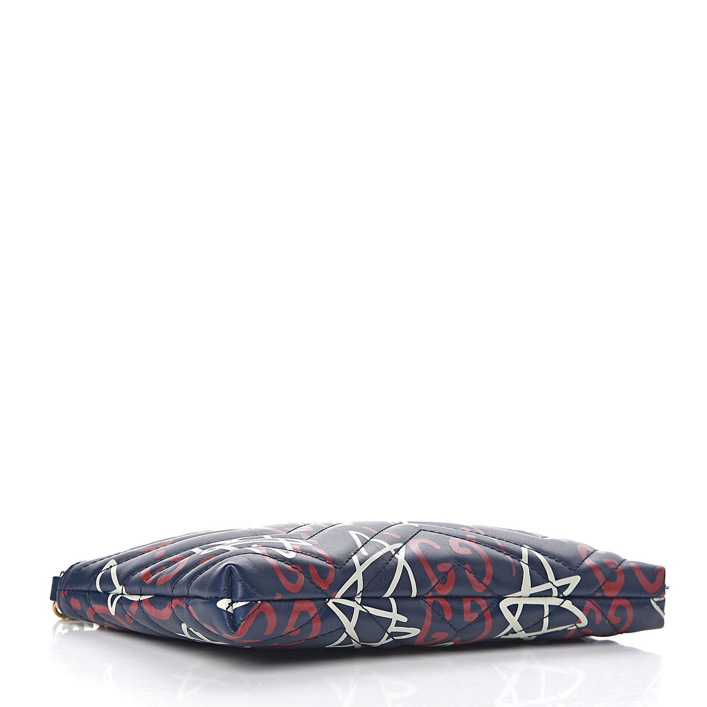 Calfskin Matelasse GucciGhost Mini GG Marmont Chain Bag Blue Agata Hibiscus Red