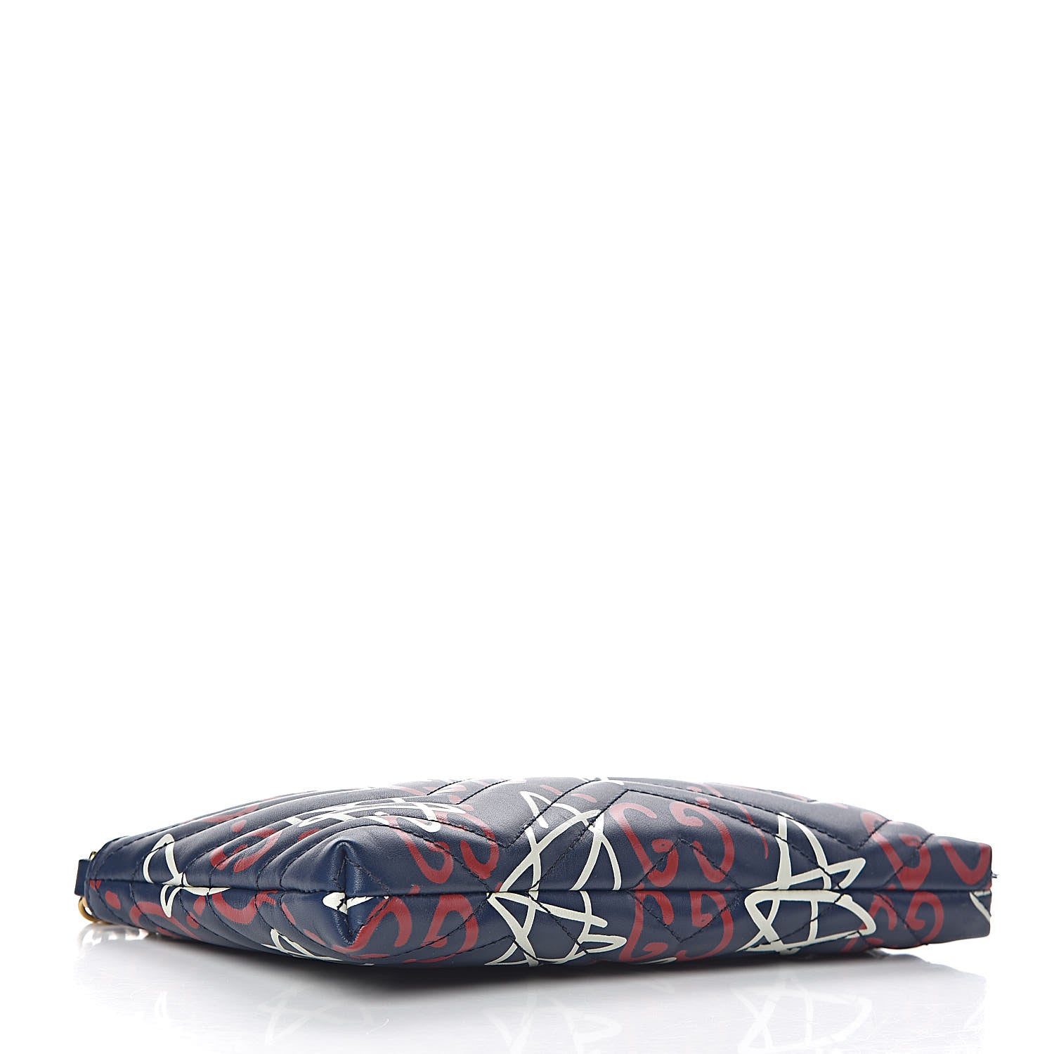 Gucci Calfskin Matelasse GucciGhost Mini GG Marmont Chain Bag Blue Agata Hibiscus Red 4 of 11