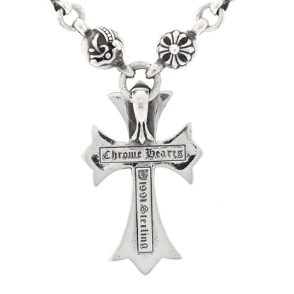 Chrome Hearts Sterling Silver Cross Pendant Ball Chain Necklace 4 of 5