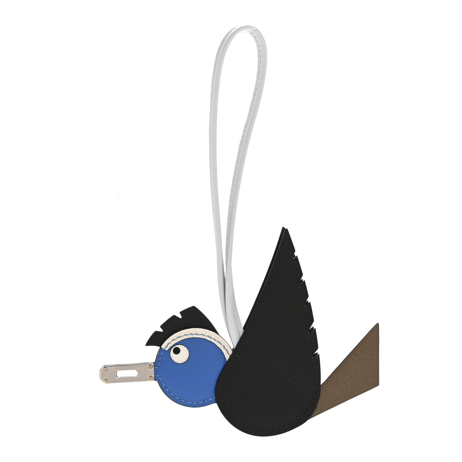 Hermes Epsom Swift Chevre Mysore Birdy Bag Charm Black Etoupe Bleu Hydra Bleu Brume 1 of 5