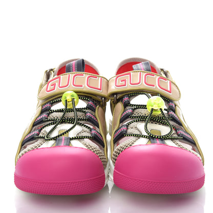 Gucci Mesh Fabric Tinsel Sport Sandals 39 Loess Sand Box Pink 5 of 11