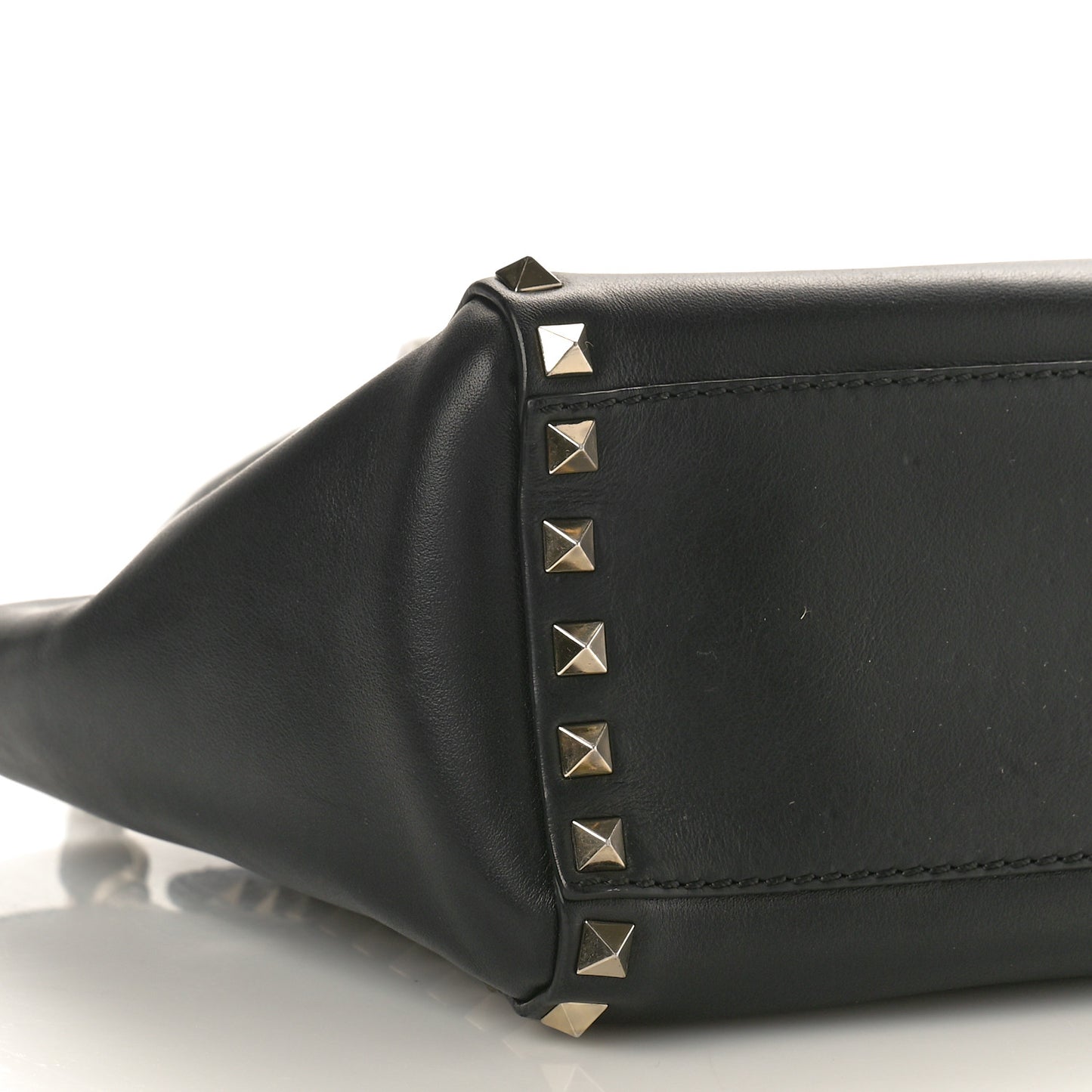 Vitello Mini Rockstud Double Handle Tote Black