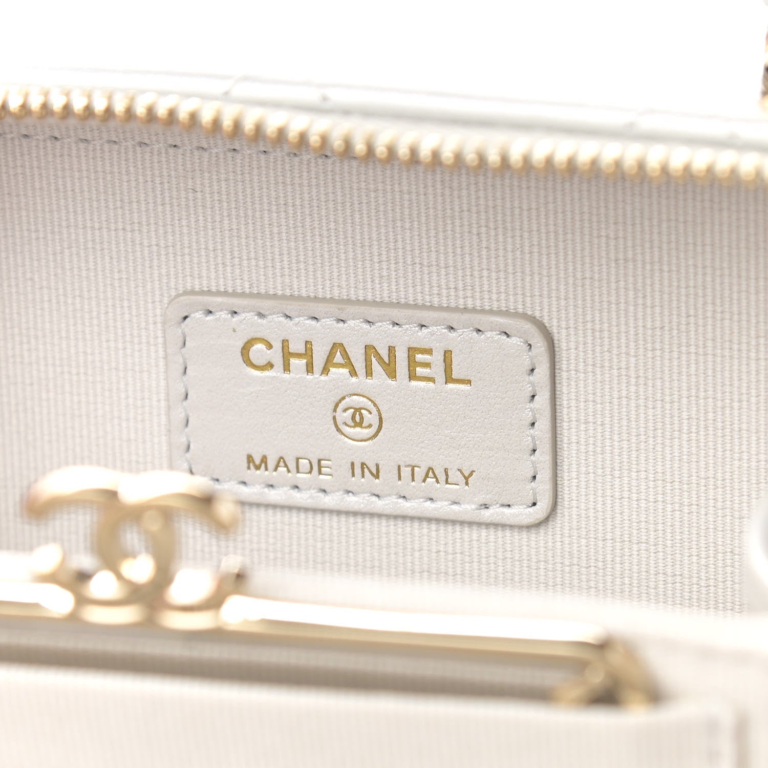 Chanel Metallic Lambskin Quilted Top Handle Vanity Case Silver 6 of 11