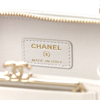 Chanel Metallic Lambskin Quilted Top Handle Vanity Case Silver 6 of 11