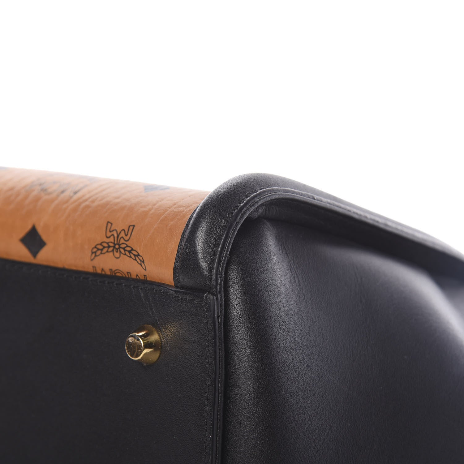 MCM Visetos Small Kathy Double Zip Tote Cognac Black 9 of 13