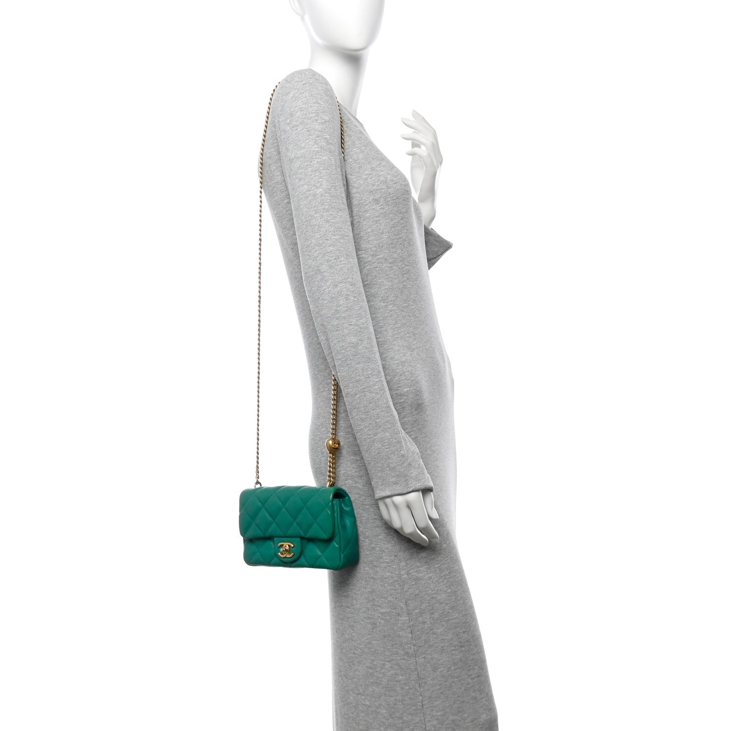 Chanel Caviar Quilted Mini Sweetheart Flap Green 2 of 10