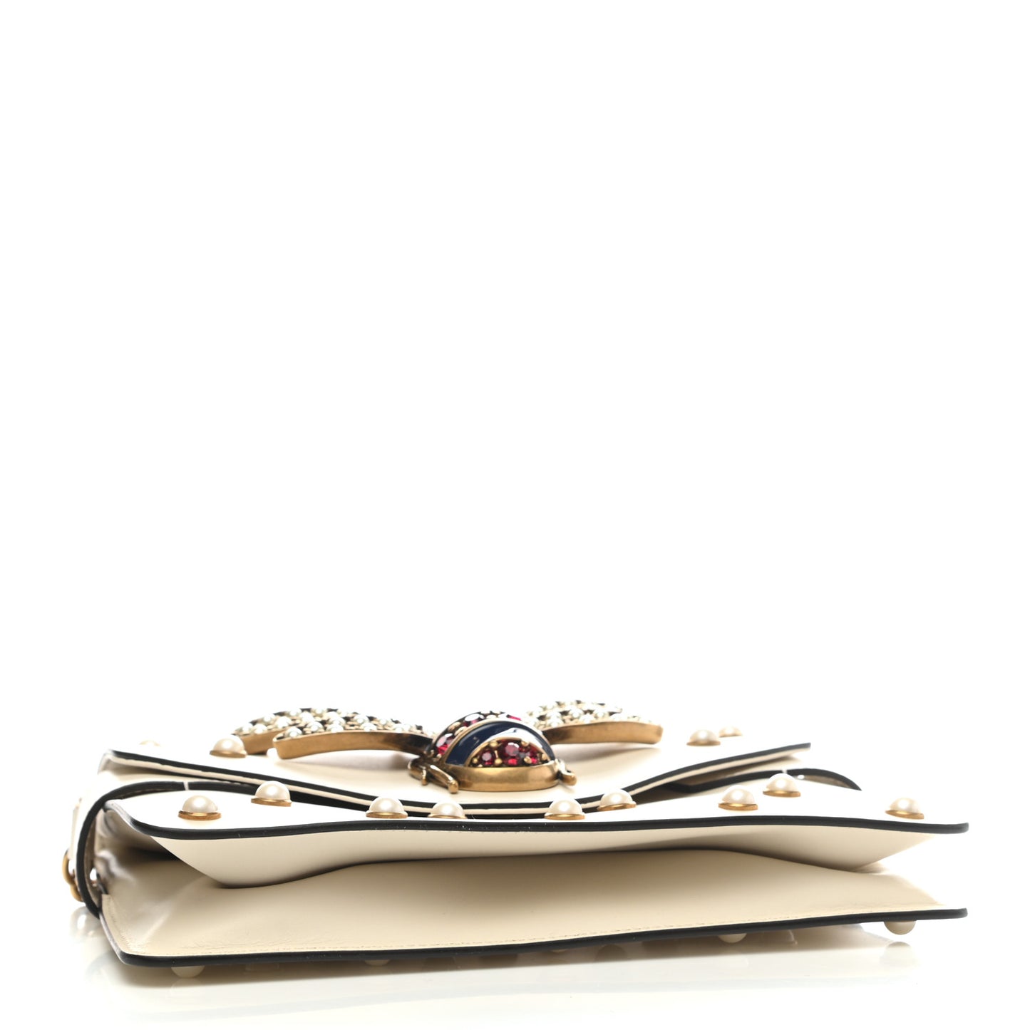 Nappa Pearl Studded Mini Queen Margaret Broadway Shoulder Bag Mystic White